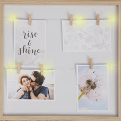 Action Fotorahmen<Bilderrahmen mit Klammern und LED-Leuchten