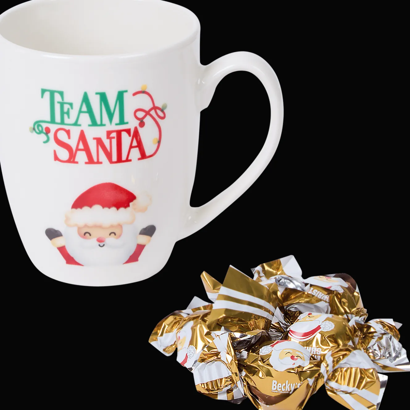 Action Schokolade<Weihnachtsbecher mit Pralinen